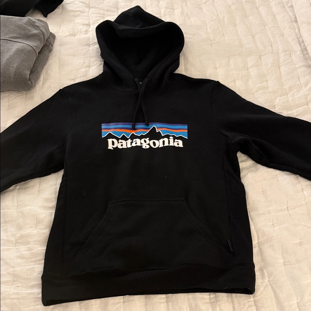 Patagonia Black Hoodie with Logo Design